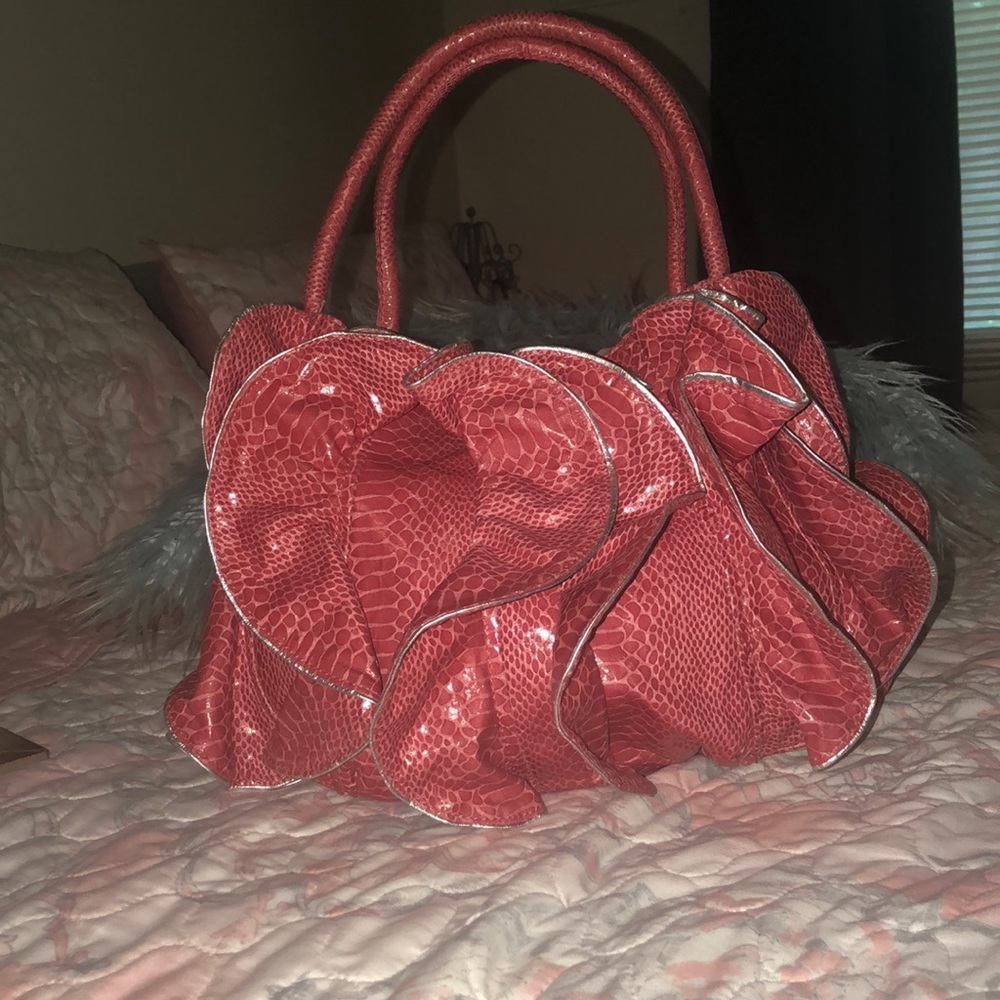 Pink ruffled purse